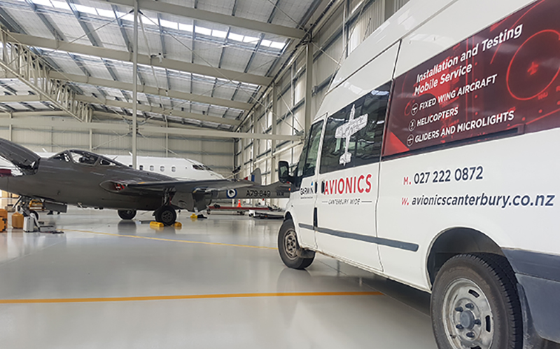 avionics van in hanger 800x498